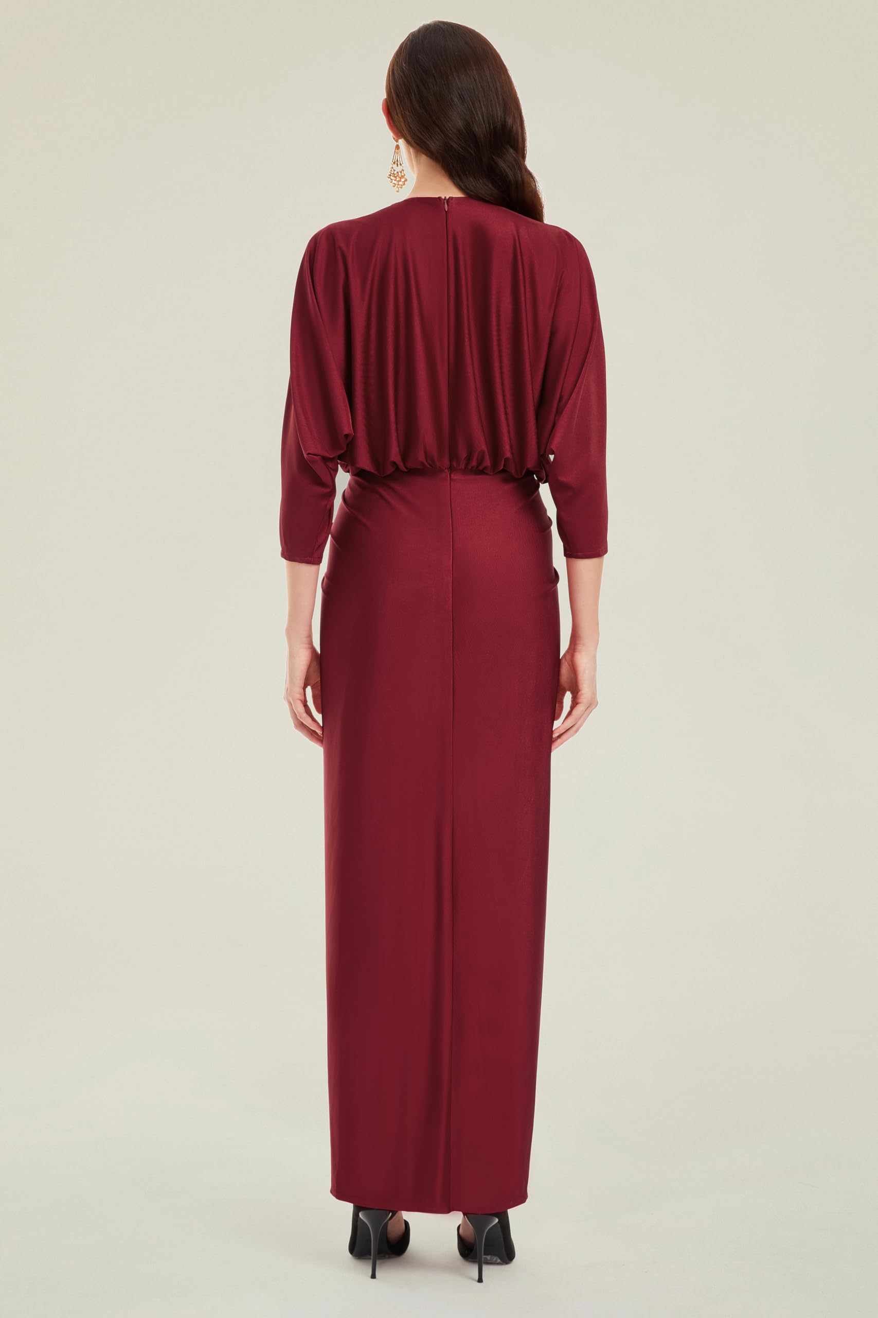 Wine Red Formal Dress for Women Prom Dresses Elegant Long Dress V Neck Party Dress